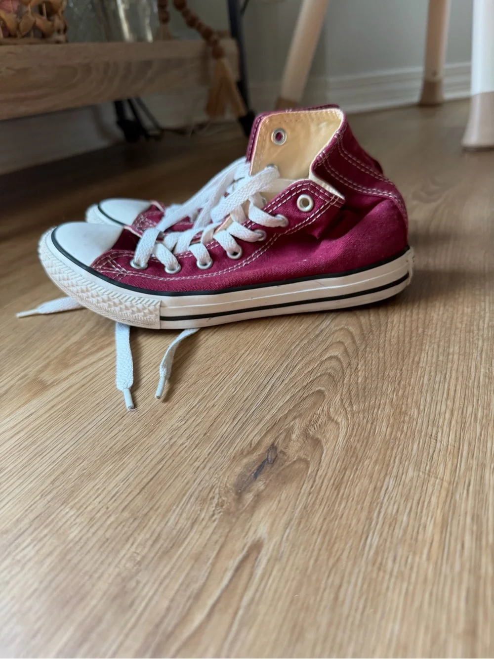 Converse High Top Sneakers - Burgundy and White